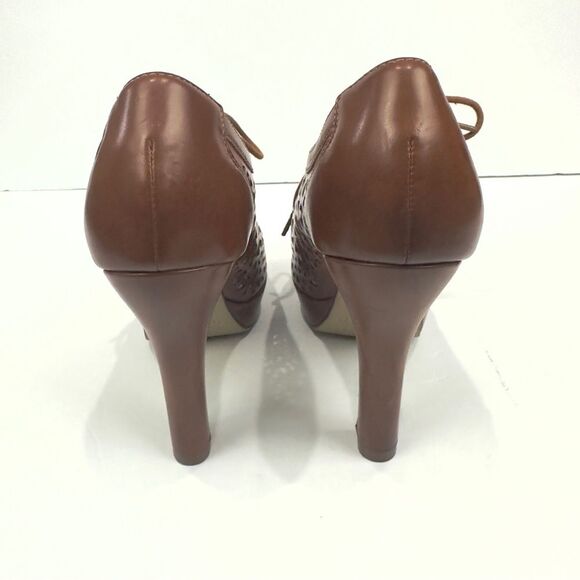 Xappeal Tasha Brown Peep Toe Laser Cut Lace Up Heel Womens Sz 7.5 - Picture 7 of 11